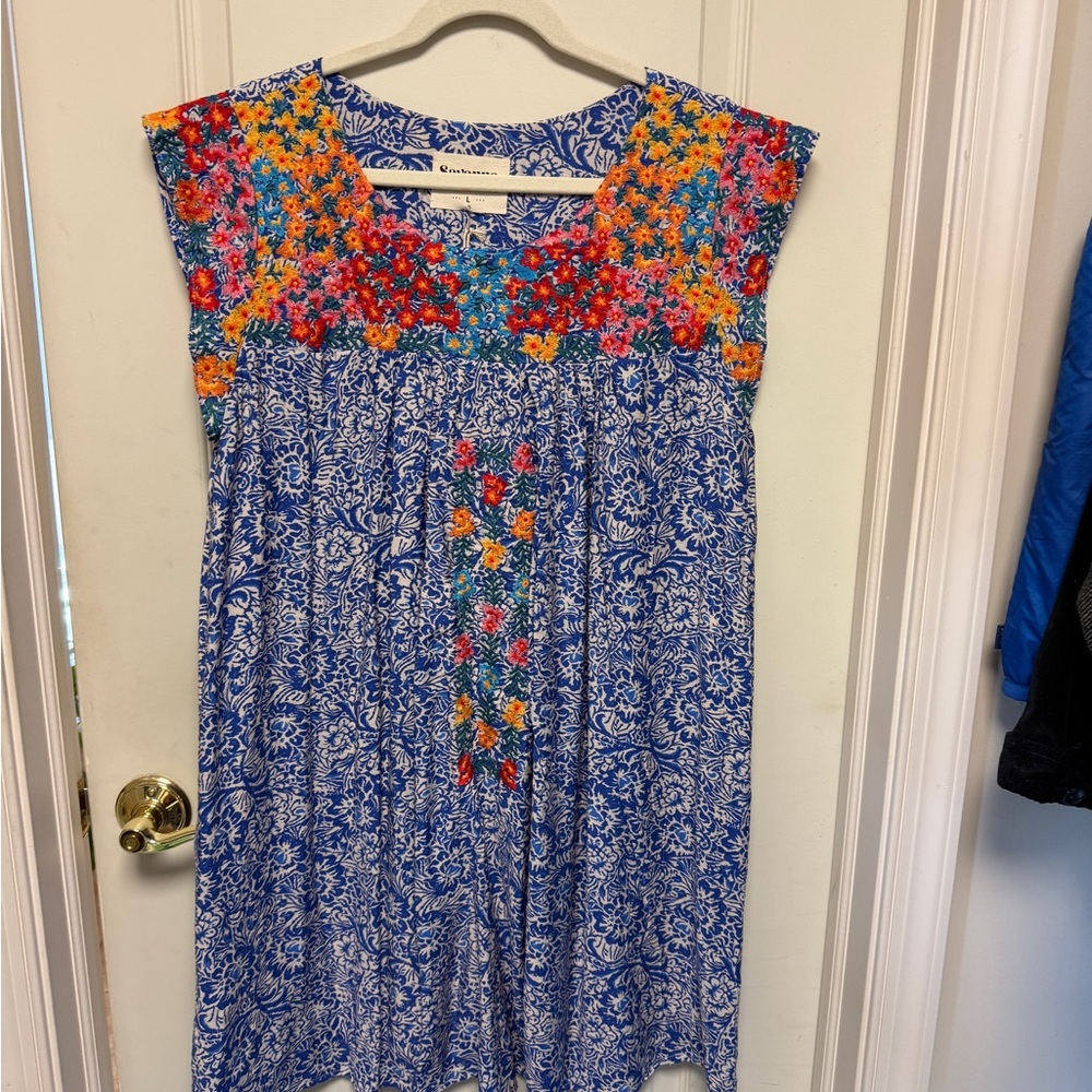 Savanna Jane Blue Floral Embroidered Dress